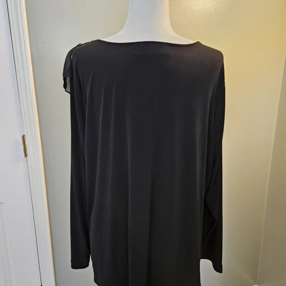 Simonton Says Women's Size 1x Black Long Sleeve Blouse with Embellished Detail - Picture 10 of 12